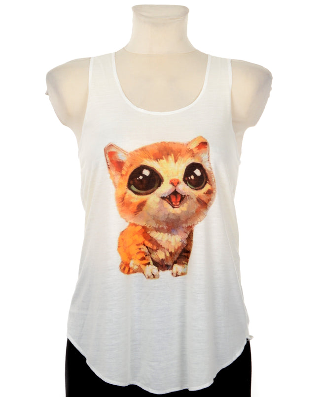Cute Cat Graphic Sleeveless Top for Men and Women