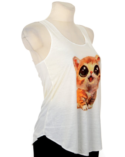 Cute Cat Graphic Sleeveless Top for Men and Women