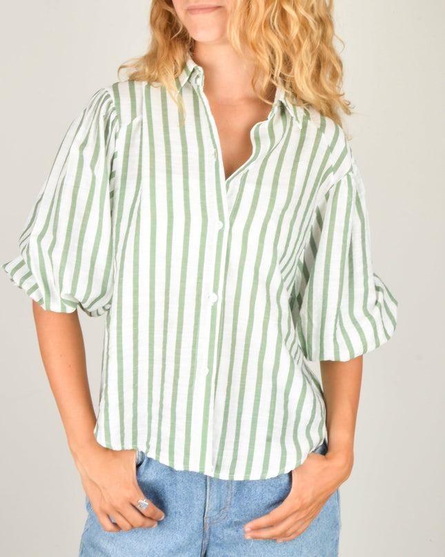 Green Striped Blouse