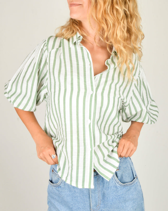 Green Striped Blouse