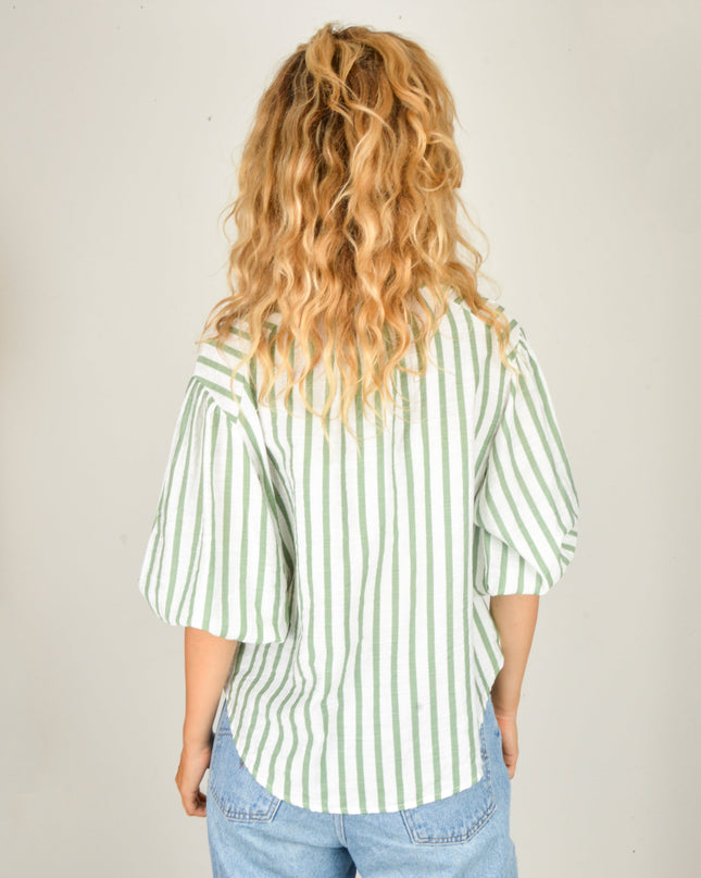 Green Striped Blouse