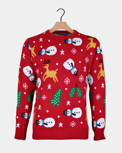 Red Women's Christmas Sweater with Snowman - Festive Style