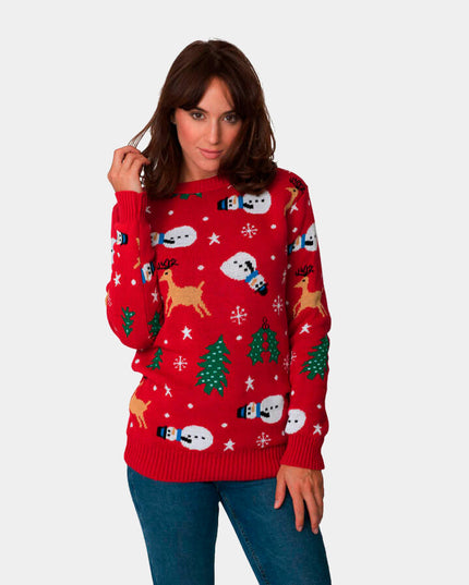 Red Men's Christmas Sweater with Snowman - Festive Comfort