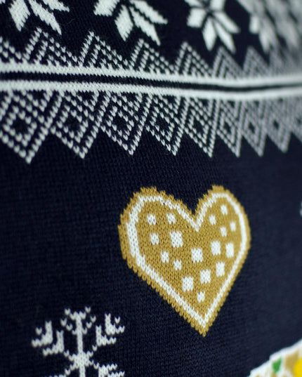 LED Gingerbread House Couples Christmas Sweater