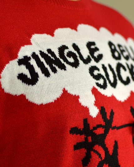 Couple's Christmas Sweater Red "Jingle Bells" 3D Design