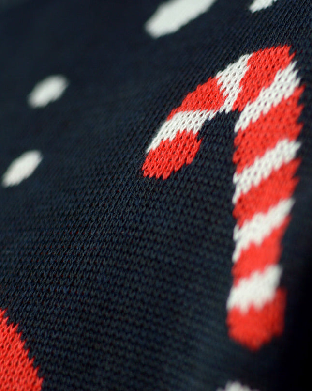 Blue Christmas Sweater for Men with Gingerbread Design