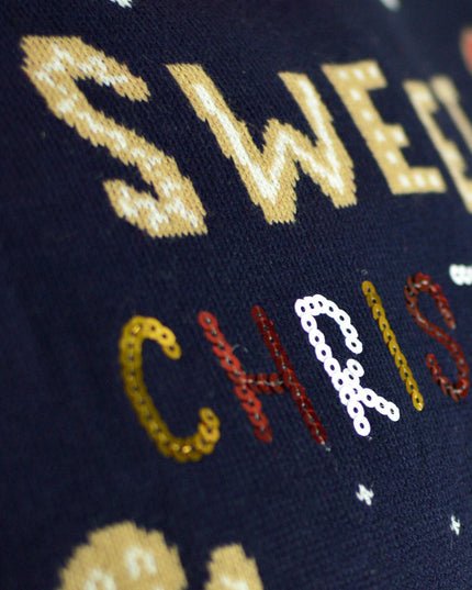 Luminous LED Blue Christmas Sweater with Ginger Cookie