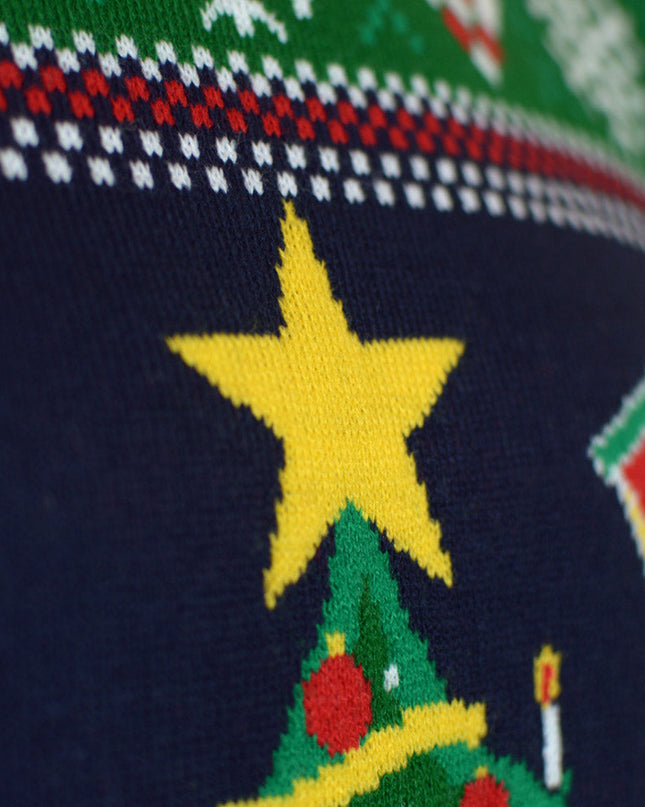 Men's LED Blue Christmas Sweater with Christmas Tree