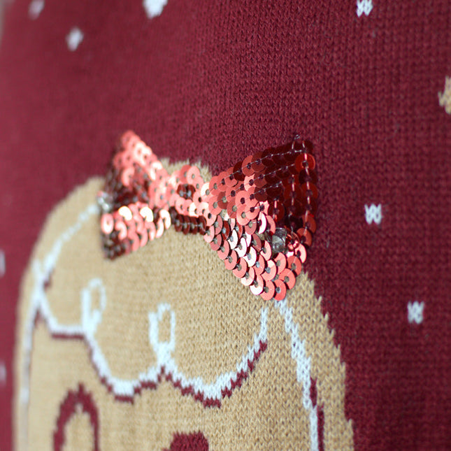 Light-Up Men's Christmas Sweater with Red Ginger Cookie
