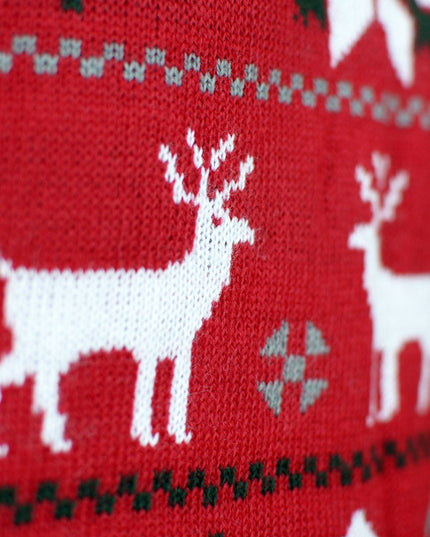 Red Christmas Sweater for Men with Reindeer and Polar Stars