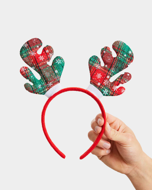 Tartan Reindeer Christmas Headband