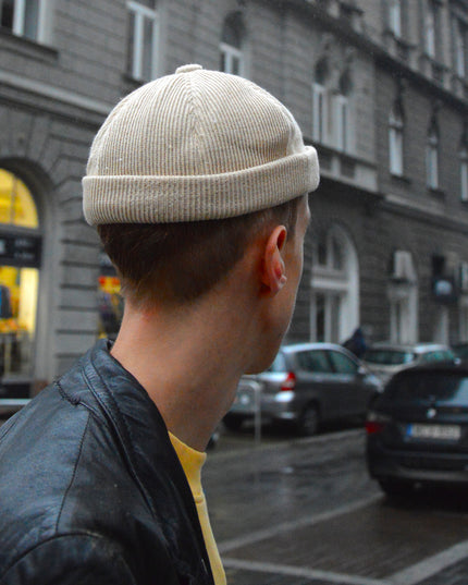 Beige Knitted Docker Cap for Christmas Accessories