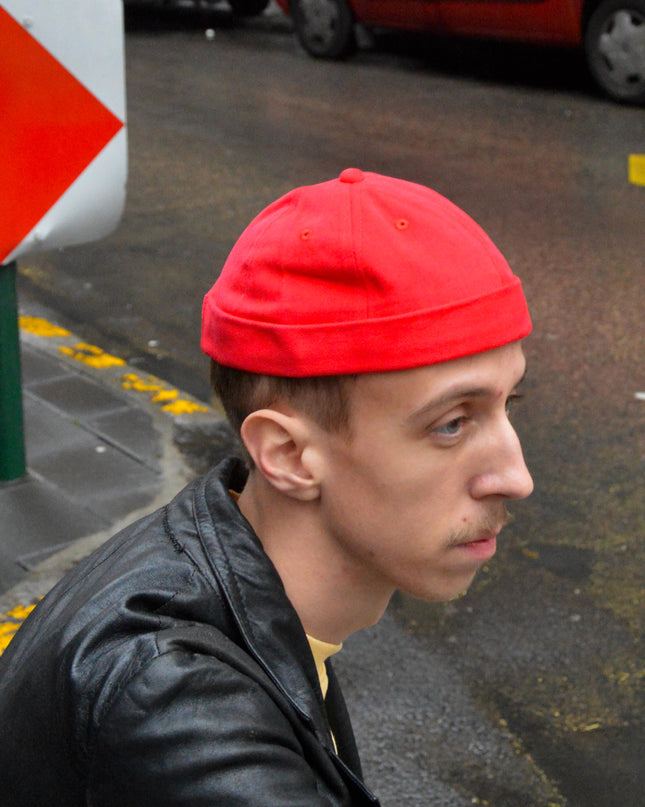 Red Corduroy Docker Cap for Christmas Accessories