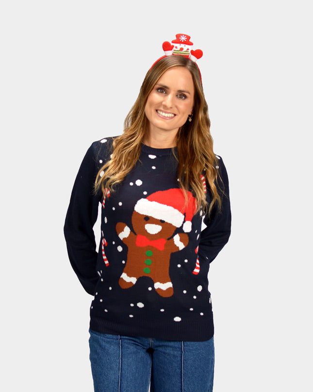 Blue Gingerbread Couples Christmas Sweater