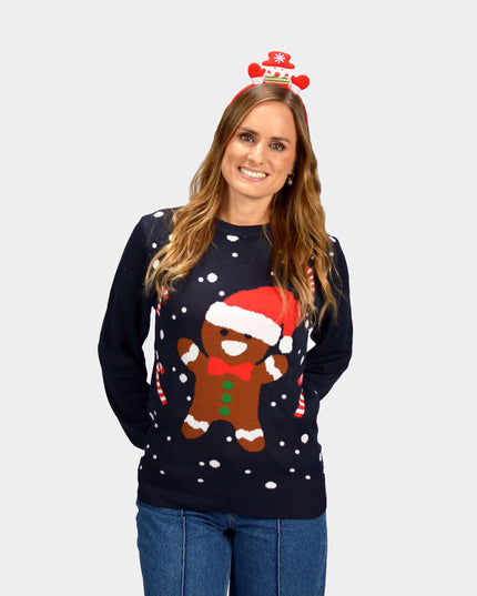 Blue Gingerbread Couple Christmas Sweater