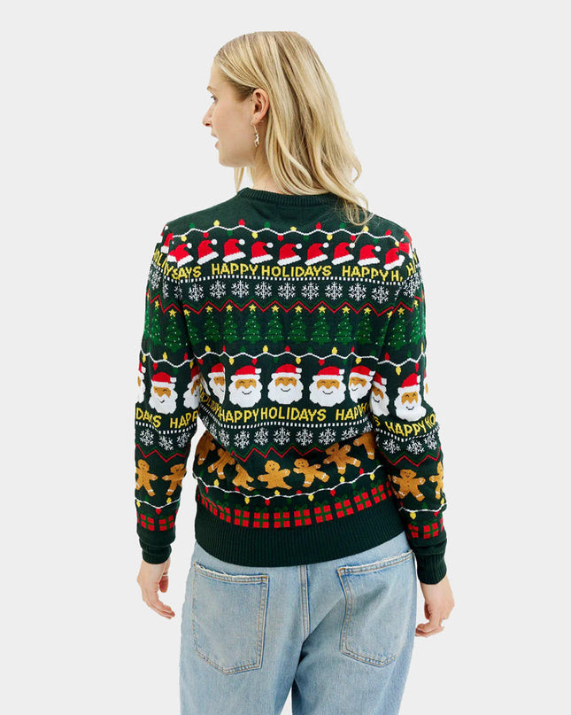"Happy Holidays" Green Christmas Sweater for Couples