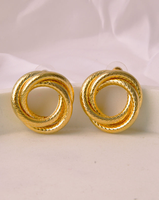 Earrings - Gold Knot Ribbed