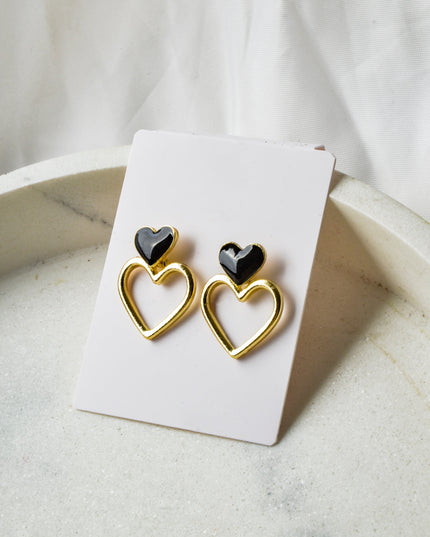 Earrings - Black Heart