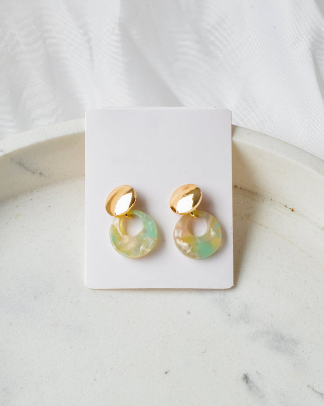 White Marble Hoop Earring