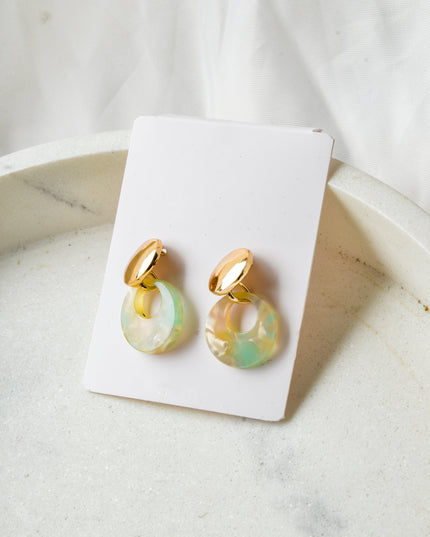 White Marble Hoop Earring