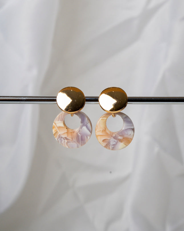 Marble Beige Hoop Earrings