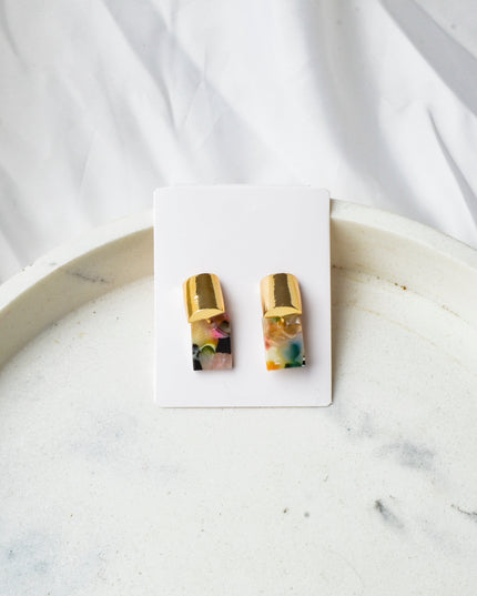 Marble Color Cube Earrings