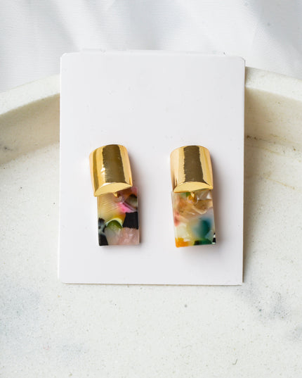 Marble Color Cube Earrings