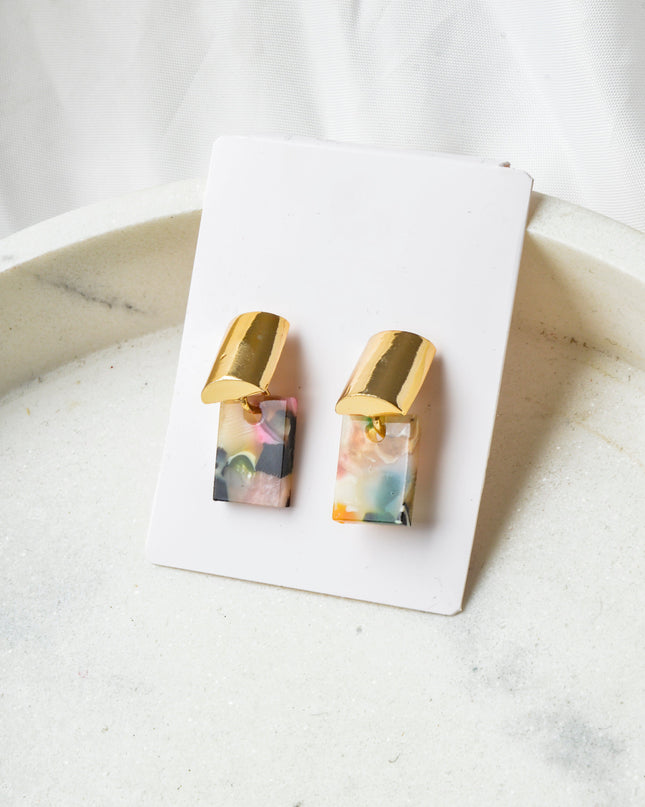 Marble Color Cube Earrings