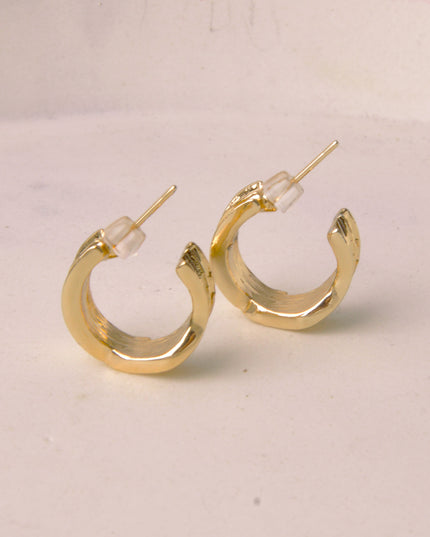 Earrings - Moon Gold Ribbed