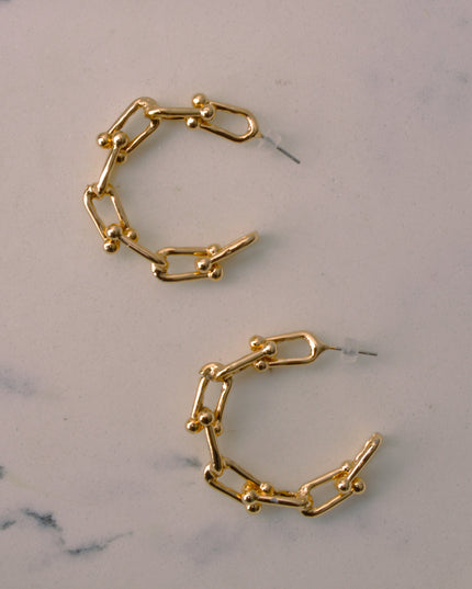 Earrings - Moon Gold Chain