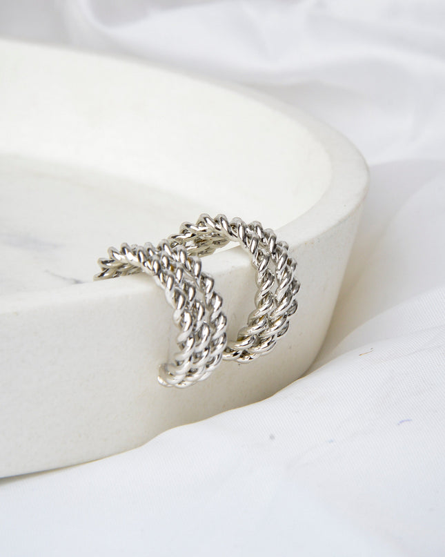 Twisted Silver Moon Earrings