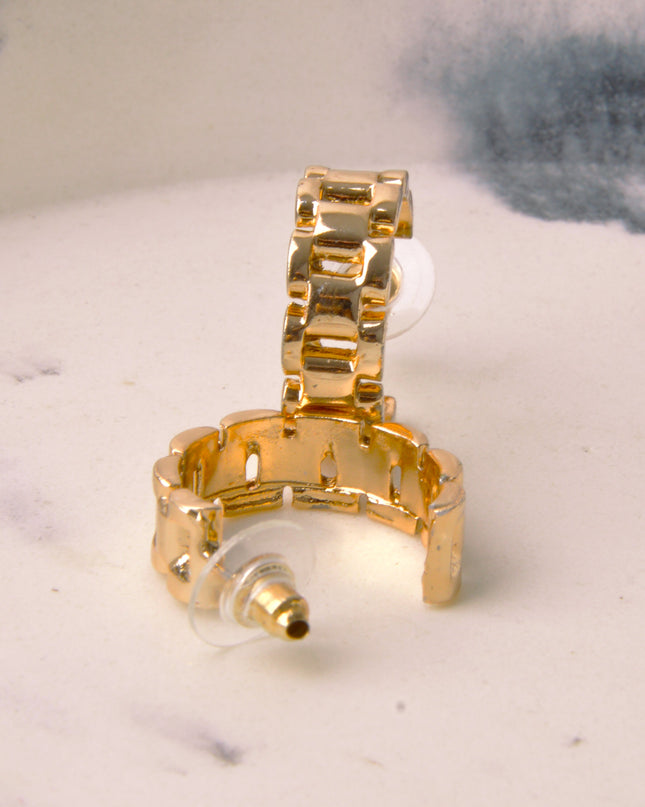 Gold Moon Strap Earrings