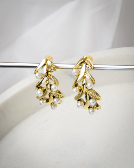 Gold Plant Leaves Earrings