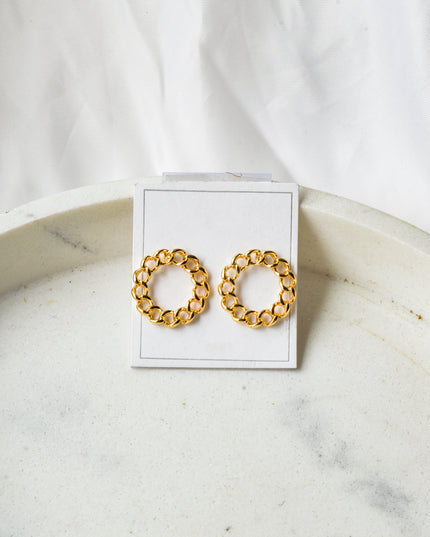 Earrings - Round Gold Chain