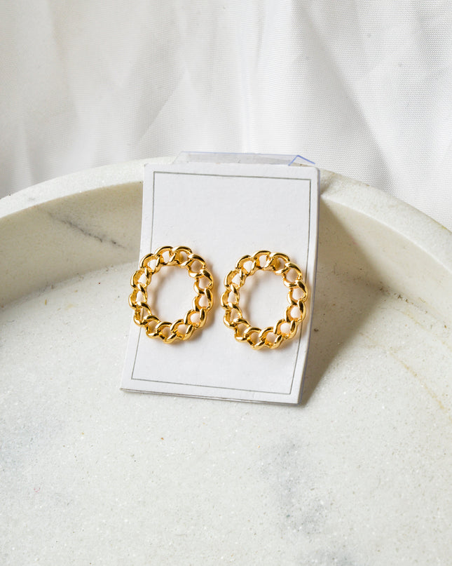 Twisted Round Gold Chain Earrings