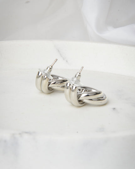 Twisted Silver Double Round Earrings