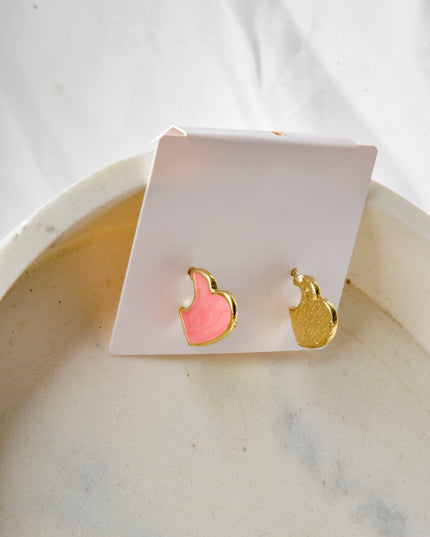Pink Heart Piece Earrings