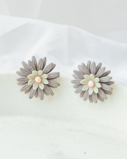 Gray Floral Earrings
