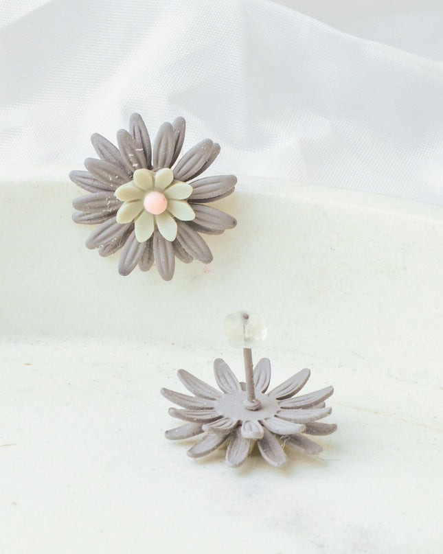 Gray Floral Earrings
