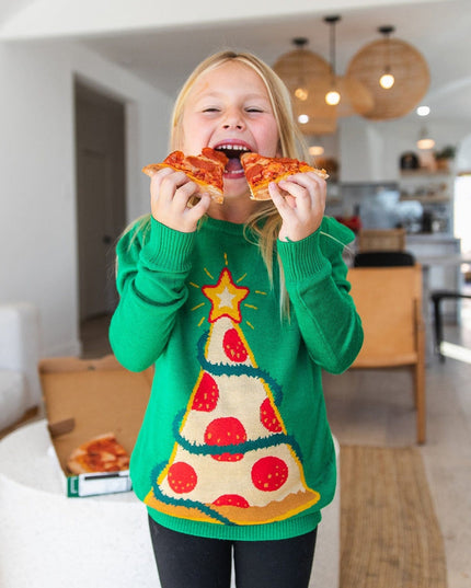 Girl's Pizza Tree Sweater