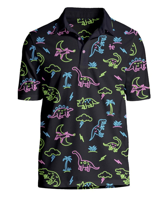 Men's Neon Dinosaur Polo Shirt