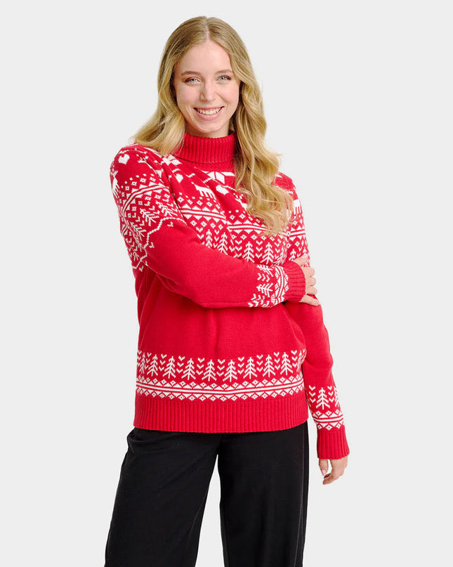 Women's Christmas Sweater "Greenlandish" with Roll Neck in Organic Cotton