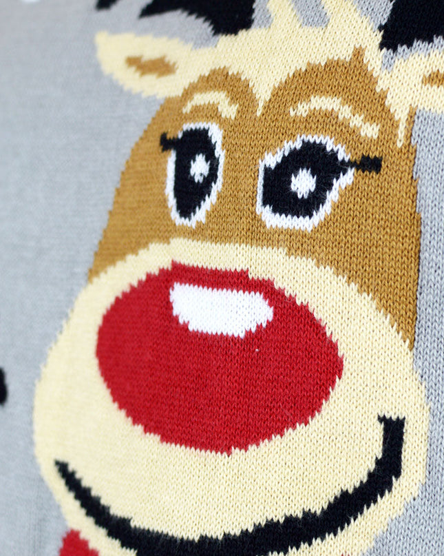 Gray Christmas Sweater for Men with Cute Reindeer
