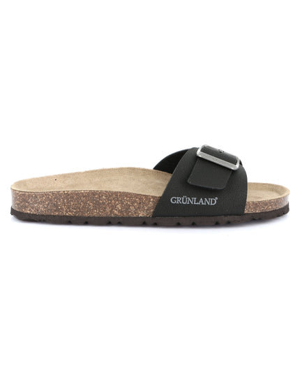 Grünland Black Single Strap Women's Slippers