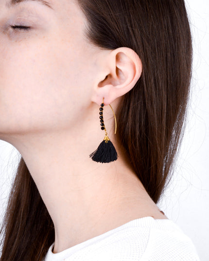 Black Beaded Earrings