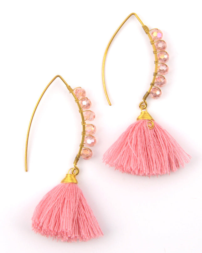 Beaded Earrings - Pink for Christmas