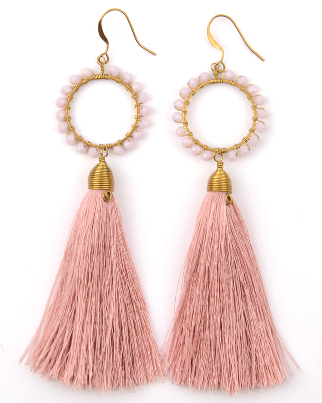 Beaded Earrings - Powder Pink for Christmas