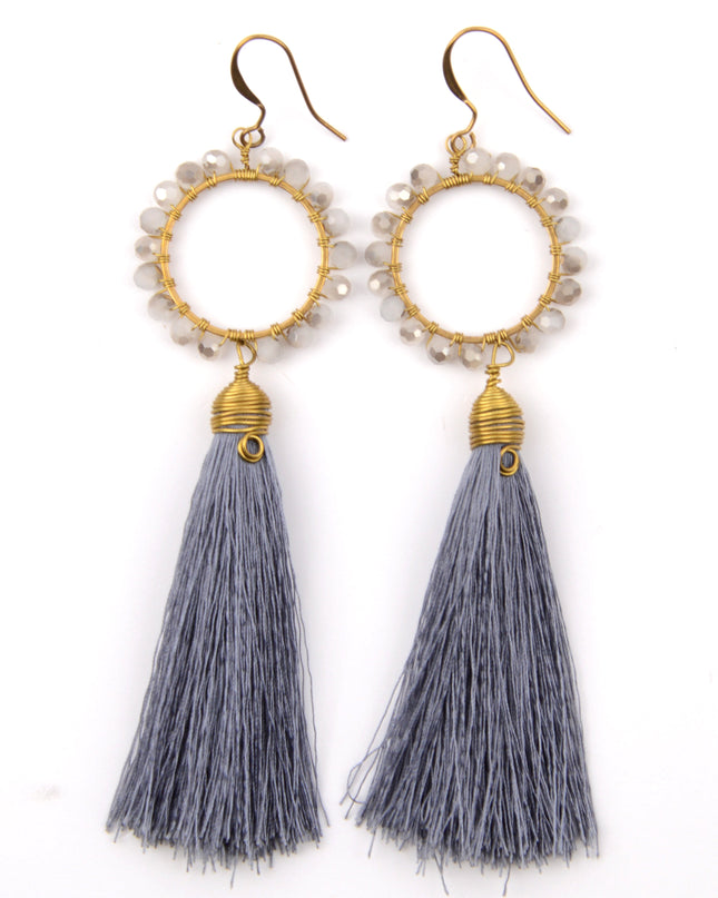 Beaded Earrings - Gray for Christmas