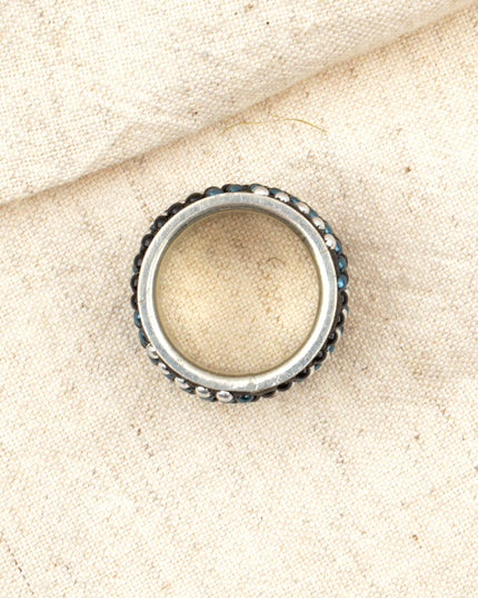 Black-Blue Beaded Ring