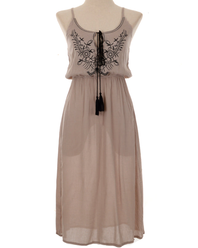 Brown Embroidered Dress